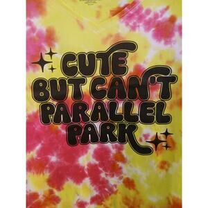 Cute But Can't Parallel Park Tie Dye V-Neck T-Shirt NWOT Plus 2XL